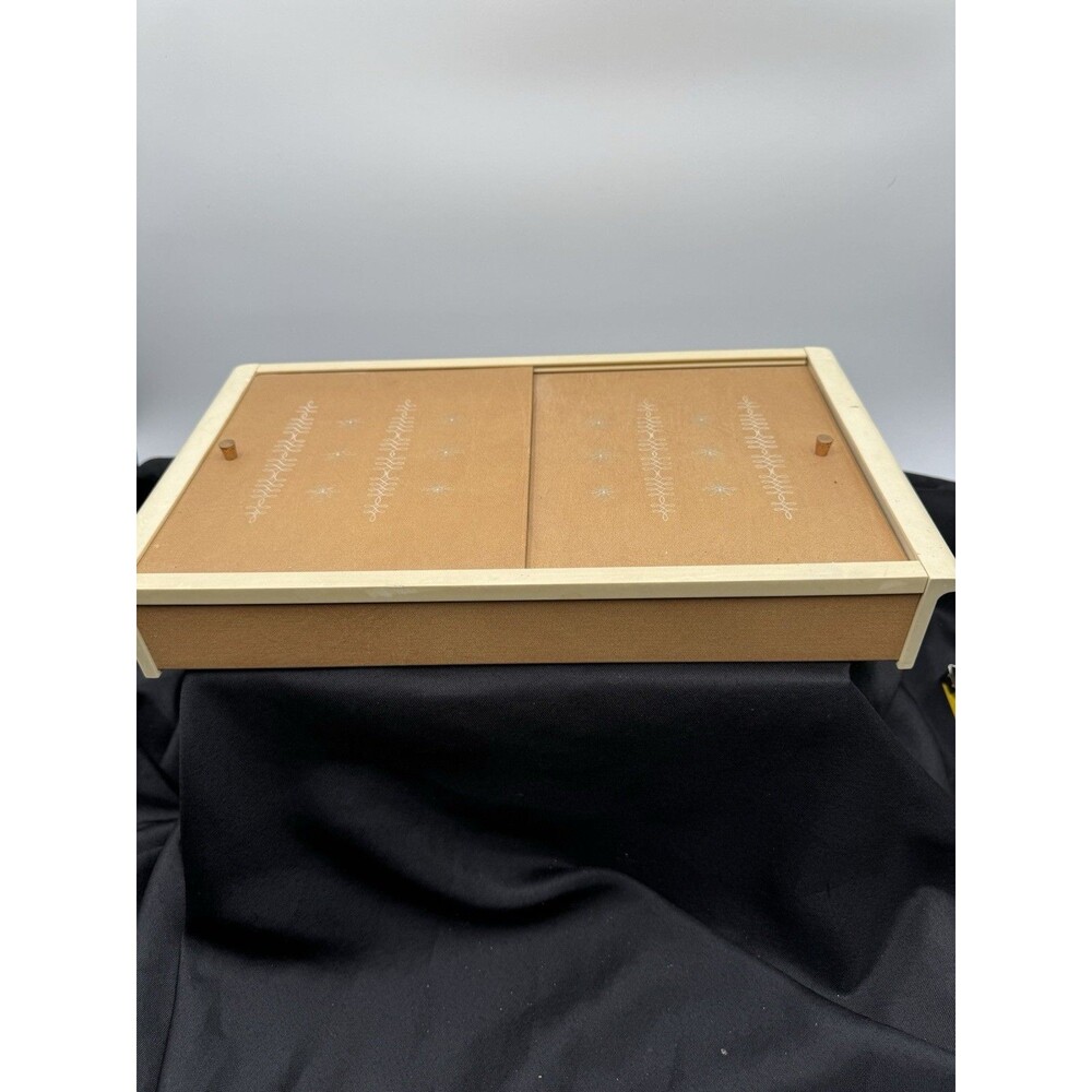 Vintage MCM Farrington Gold White Jewelry Box Vanity Drawer Tray Case Sliding